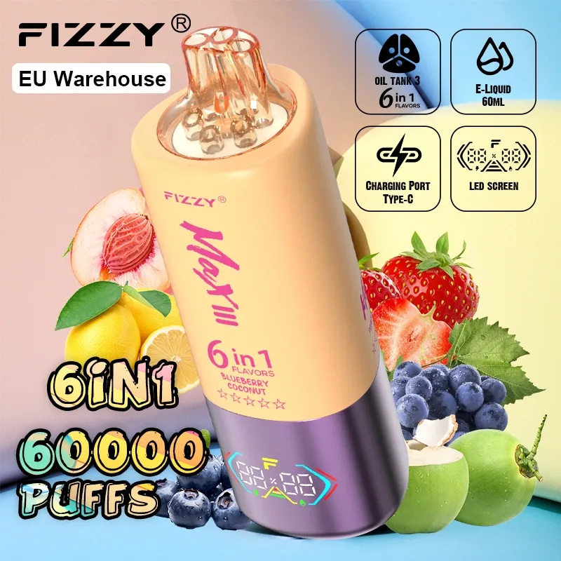 Fizzy 60000 Puffs Puff 60k 6 f'1 Togħmiet Disposable Vape