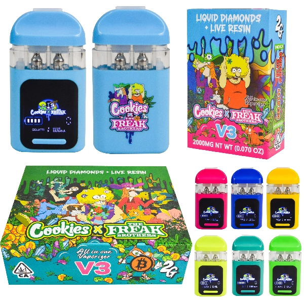 Cookies vojta X Freak Brothers V3 Swiċċ Doppju Disposable Vape 2G